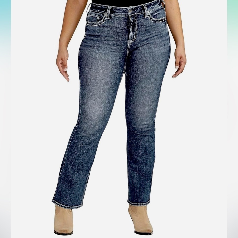 SILVER JEANS Women’s SUKI Stretch Bootcut Mid Rise Denim Jeans Plus Size 20w Nwt